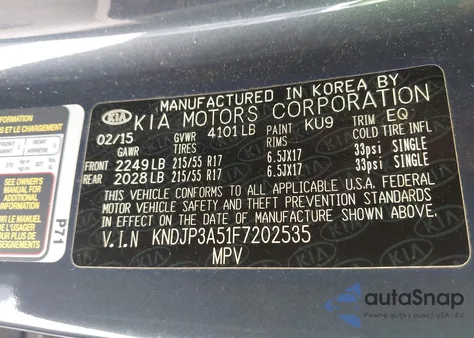 2015 Kia Soul + from USA, damaged, VIN KNDJP3A51F7202535